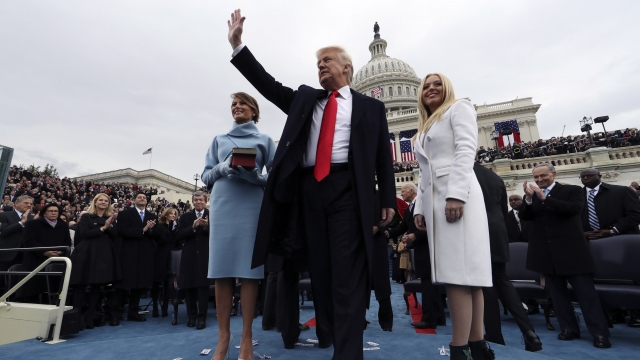 President Donald Trump with his wife Melania and daughter Tiffany during his inauguration