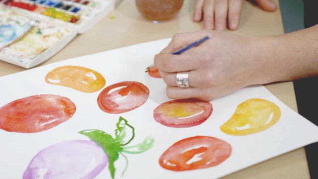 Hand watercoloring fruit