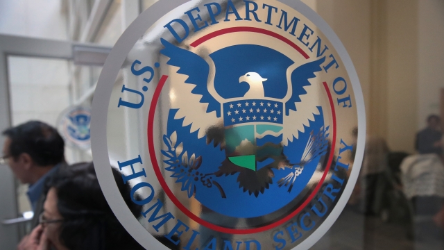 Department of Homeland Security logo on glass