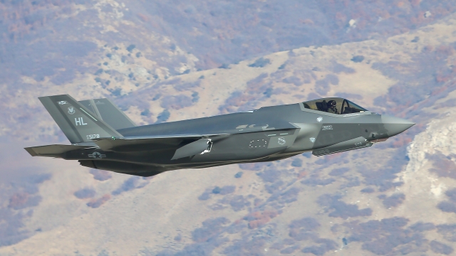 An F-35A jet flying in the sky