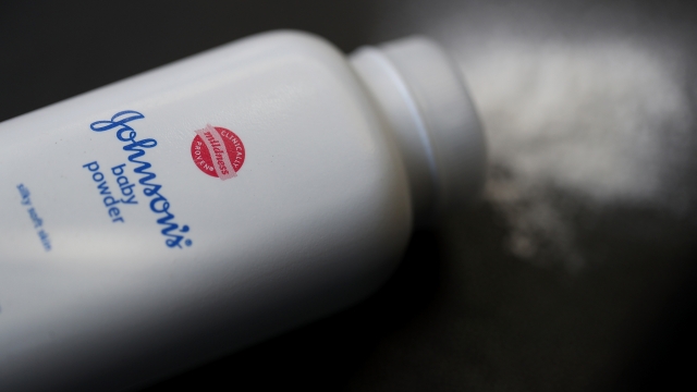 A container of baby powder made by Johnson & Johnson.