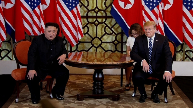 U.S. President Donald Trump and North Korean leader Kim Jong-un during their second summit.