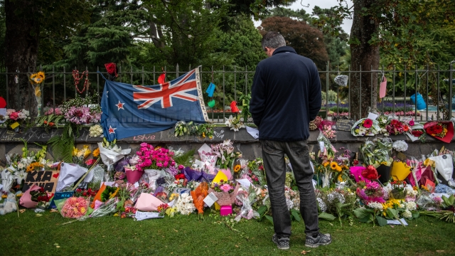 A man pays tribute to victims of Christchurch mosque attack