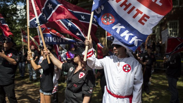 The Ku Klux Klan protests on July 8, 2017 in Charlottesville, Virginia.