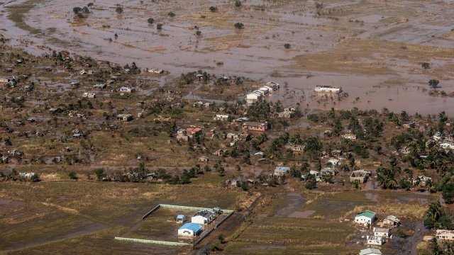 An aerial view of a neighborhood affected by Cyclone Idai.