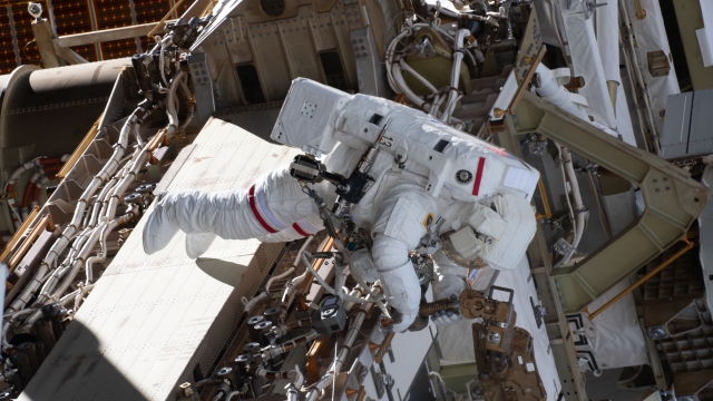 Astronaut Anne McClain performs a spacewalk on March 22
