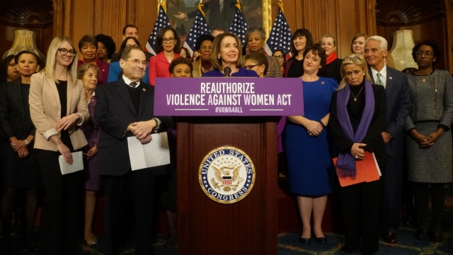 Speaker of the House Nancy Pelosi calls to reauthorize the Violence Against Women Act.