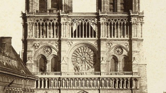 1800s photograph of Notre Dame Cathedral