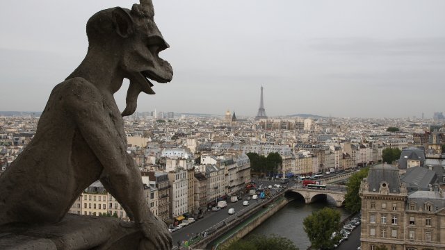 A general view of Paris is seen from the roof of the Notre-Dame Cathedral on August 9, 2007 in Paris, France.