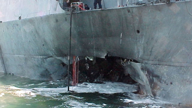The USS Cole after being bombed in 2000