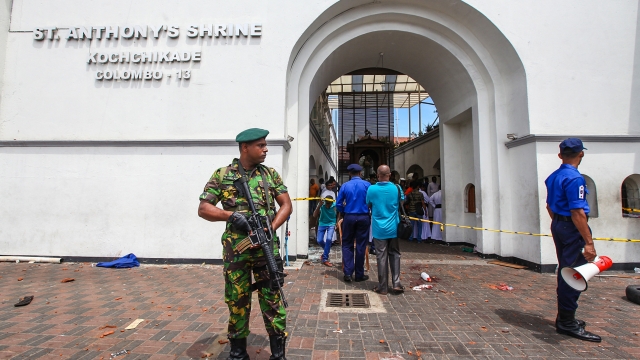 Sri Lankan security forces near St. Anthony's Shrine