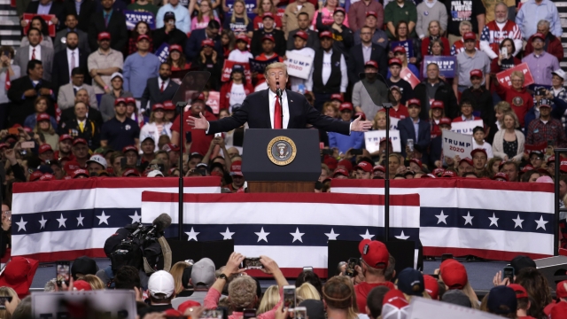 President Donald Trump speaks to crowd of supporters