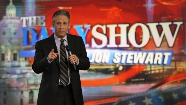 Jon Stewart hosting "The Daily Show"