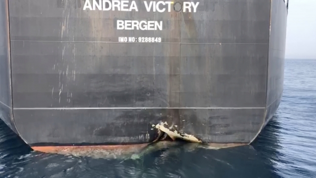Damage to the Andrea Victory.