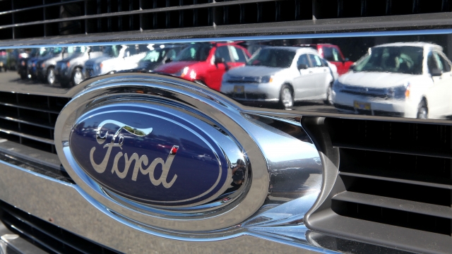 A Ford logo on a vehicle