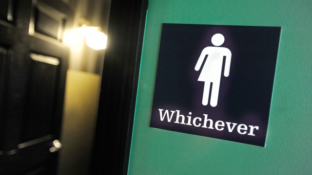 A gender-neutral bathroom sign