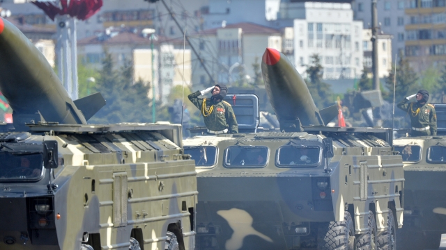 Ballistic missiles during a Victory Day celebration in Russia