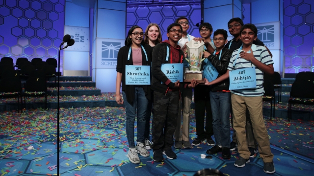 The eight co-champions of the 2019 Scripps National Spelling Bee