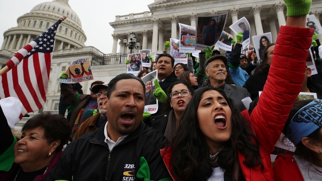 "Dreamers" protesting in front of the U.S. Capitol building