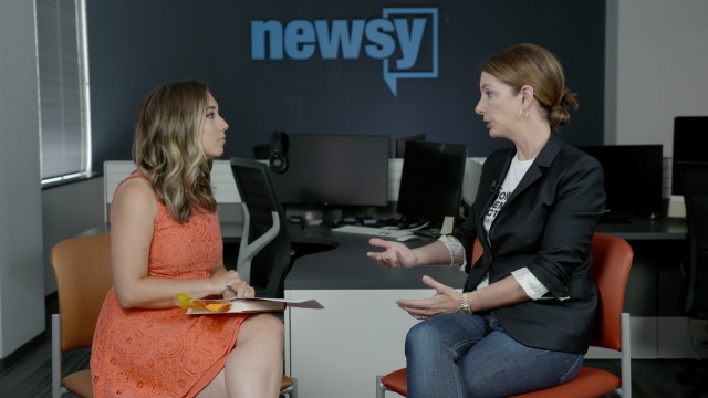 Newsy's Alex Miller with activist and author Shannon Watts