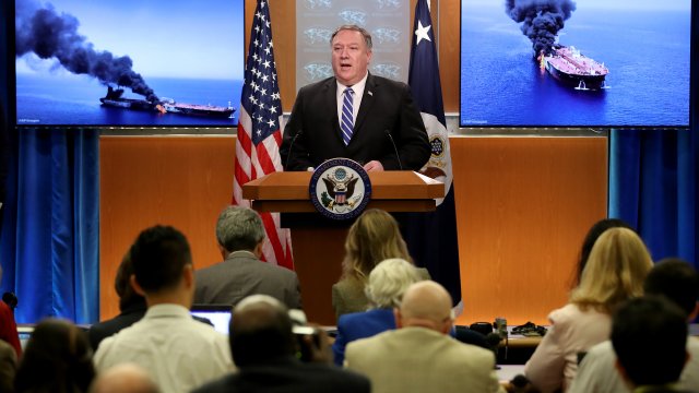 Secretary of State Mike Pompeo in the State Department briefing room