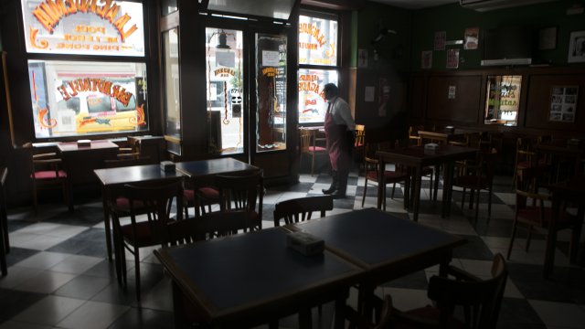 A darkened restaurant in Buenos Aires