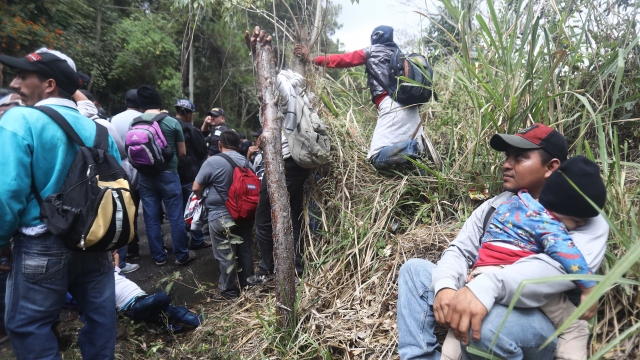 Honduran migrants in Guatemala waiting to cross into Mexico.