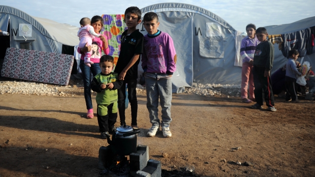 Kurdish children from Syria at a refugee camp in Turkey.