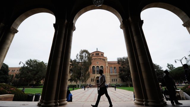 Student walks on UCLA campus