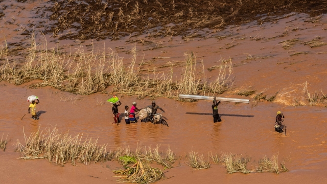 Flood waters in rural Mozambique following Cyclone Idai