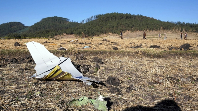 Wreckage from Ethiopian Airlines crash.