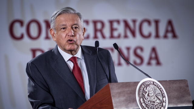 Mexico's president Andres Manuel Lopez Obrador speaks at a press briefing.