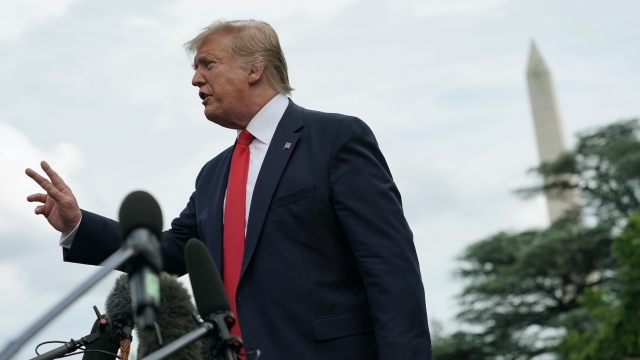U.S. President Donald Trump speaks to members of the media prior to a departure from the White House June 18, 2019 in DC.