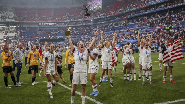 The U.S. women's national soccer team celebrates