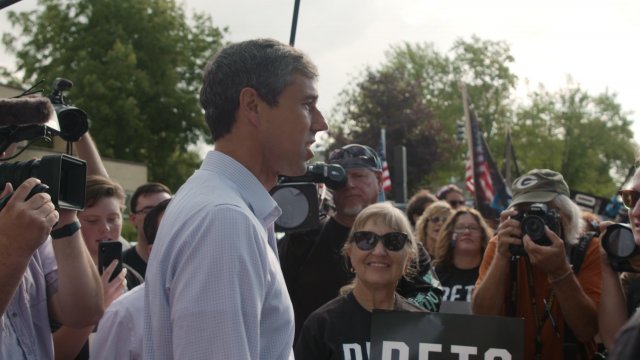 Democratic presidential candidate Beto O'Rourke greets supporters in Iowa.