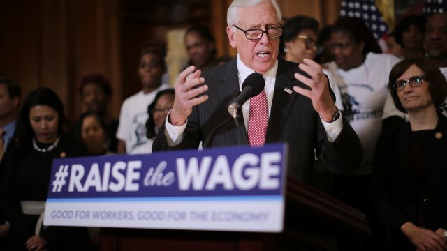 Rep. Steny Hoyer speaks during an event to introduce the Raise The Wage Act.