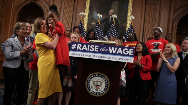 Rep. Nancy Pelosi at a Raise the Wage Act event