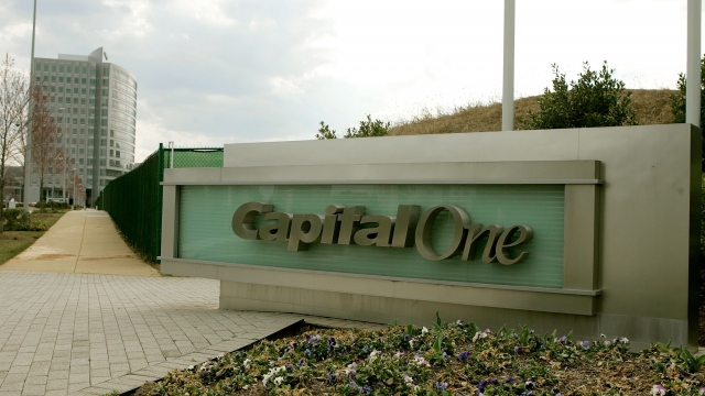Capital One sign outside of its headquarters