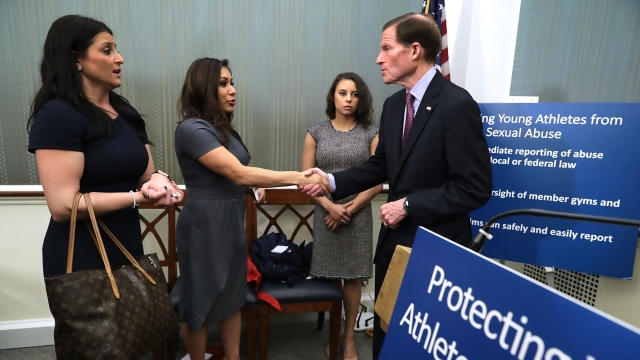 Sen. Richard Blumenthal meets with former Olympic gymnasts