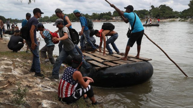 Migrants on a raft