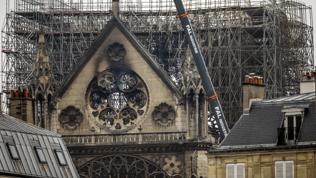 Scaffolding around Notre Dame Cathedral