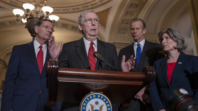 Senate Majority Leader Mitch McConnell speaks to the media on May 21, 2019 in Washington, DC