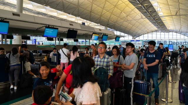 Passengers at Hong Kong's international airport