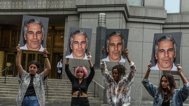 Protesters against Jeffrey Epstein outside courthouse