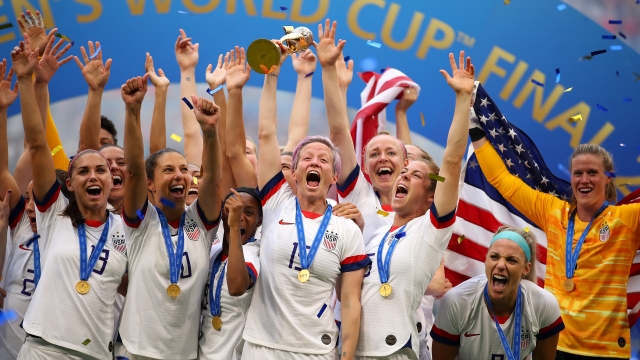 USA celebrate victory during the 2019 FIFA Women's World Cup