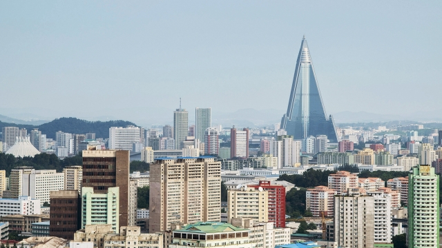 A city skyline in North Korea