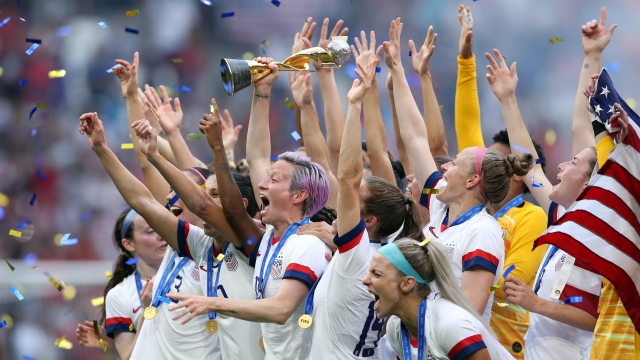 The U.S. Women's soccer team celebrates their FIFA Women's World Cup win