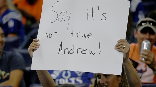 Fan in Indianapolis as word spread of Andrew Luck's retirement.