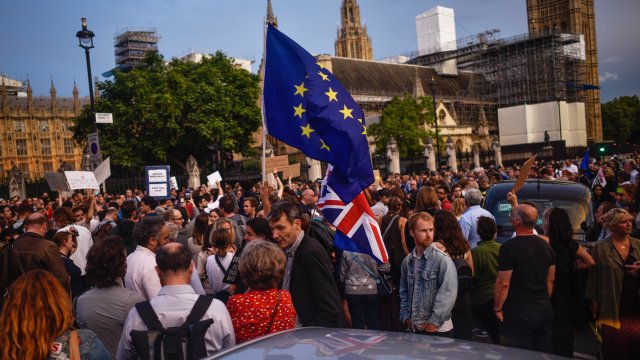 Pro-EU protesters outside Parliament.
