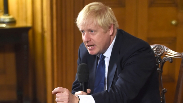 Boris Johnson speaks inside Downing Street on August 30, 2019 in London, England